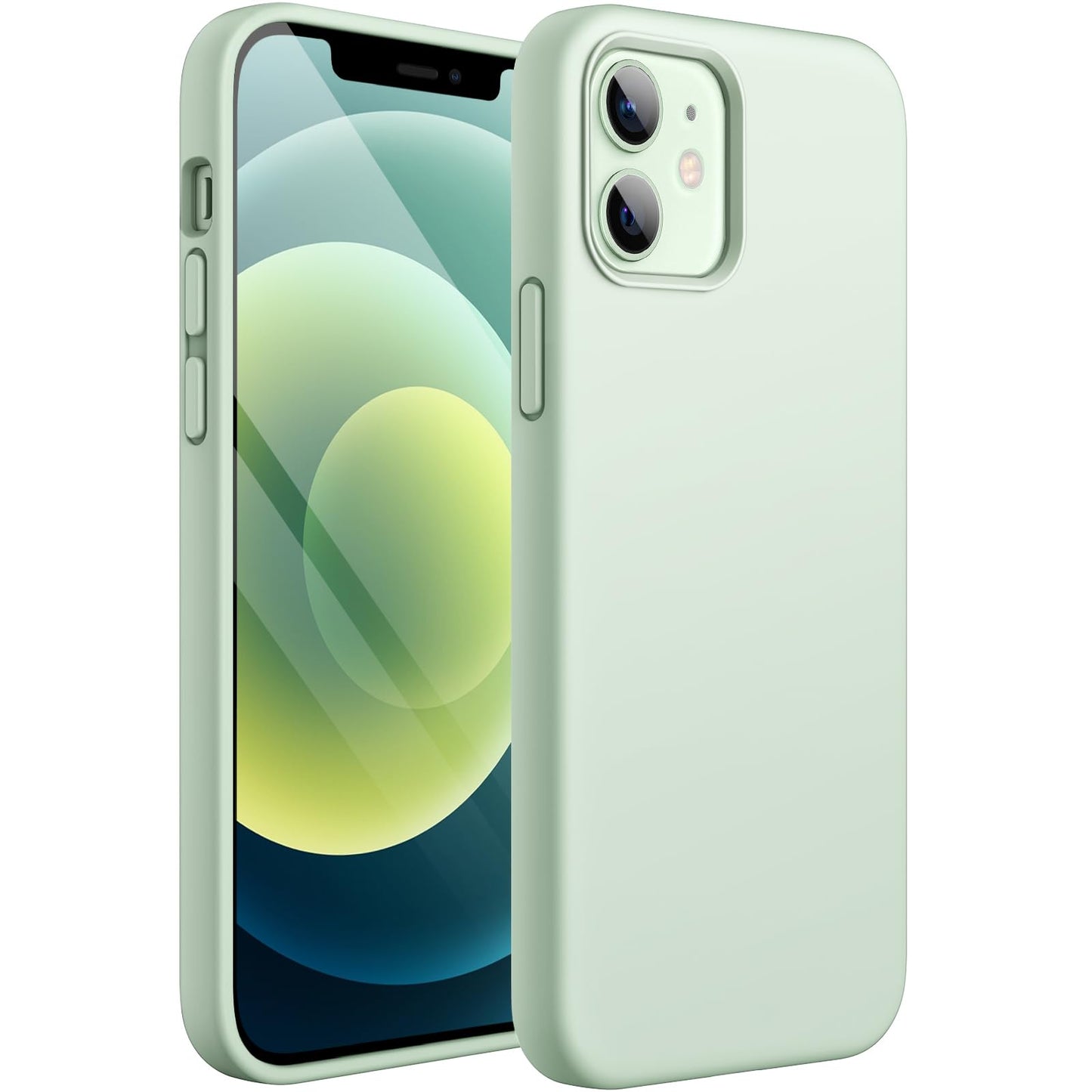 Funda Silicona para iPhone 12/12 Pro 6.1 Pulgadas, Protectora de Cuerpo Completo con Tacto Suave y Sedoso, Antigolpes Carcasa con Forro de Microfibra (Negro)