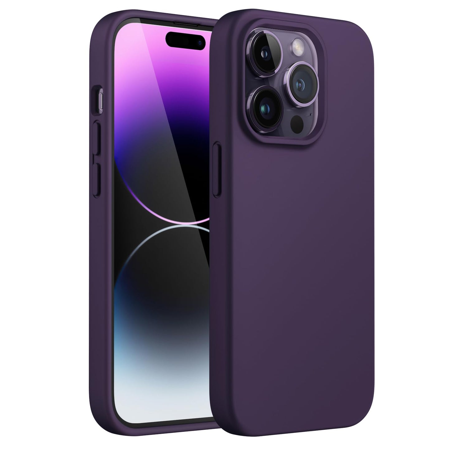 Funda Silicona para iPhone 14 Pro 6.1 Pulgadas, Protectora de Cuerpo Completo con Tacto Suave y Sedoso, Antigolpes Carcasa con Forro de Microfibra (Negro)