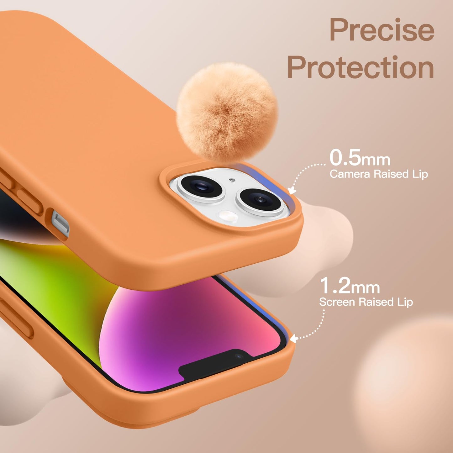 Funda Silicona para iPhone 14 6,1 Pulgadas, Protectora de Cuerpo Completo con Tacto Suave y Sedoso, Antigolpes Carcasa con Forro de Microfibra (Negro)
