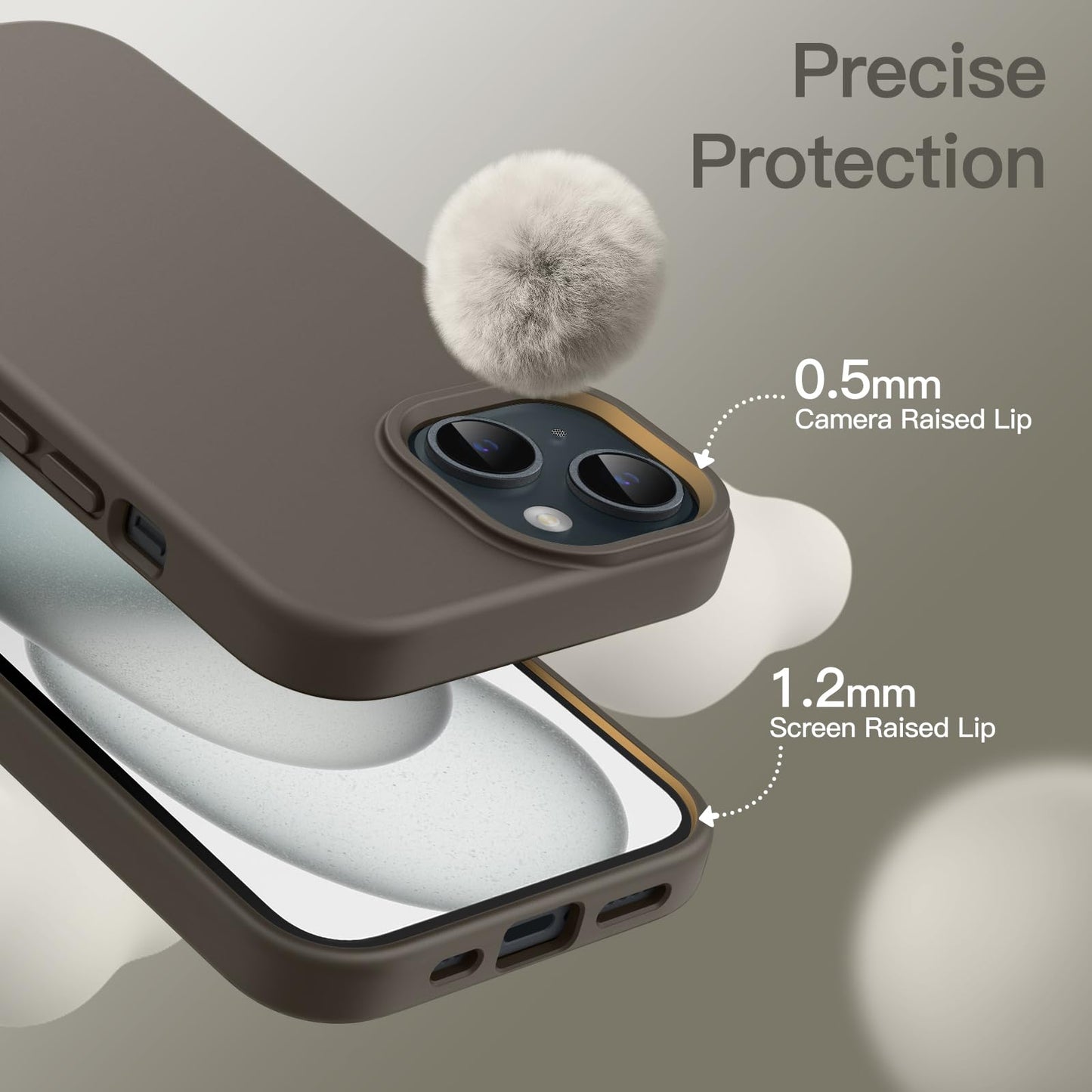 Funda Silicona para iPhone 15 6.1 Pulgadas, Protectora de Cuerpo Completo con Tacto Suave y Sedoso, Antigolpes Carcasa (Negro)