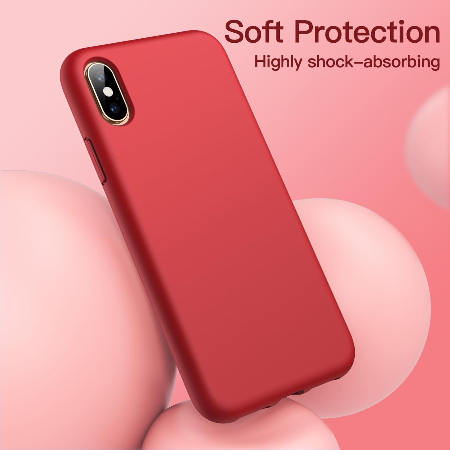 Funda de Silicona para iPhone X, iPhone XS, 5,8", Sedoso-Tacto Suave, Cubierta a Prueba de Golpes con Forro de Microfibra (Negro)