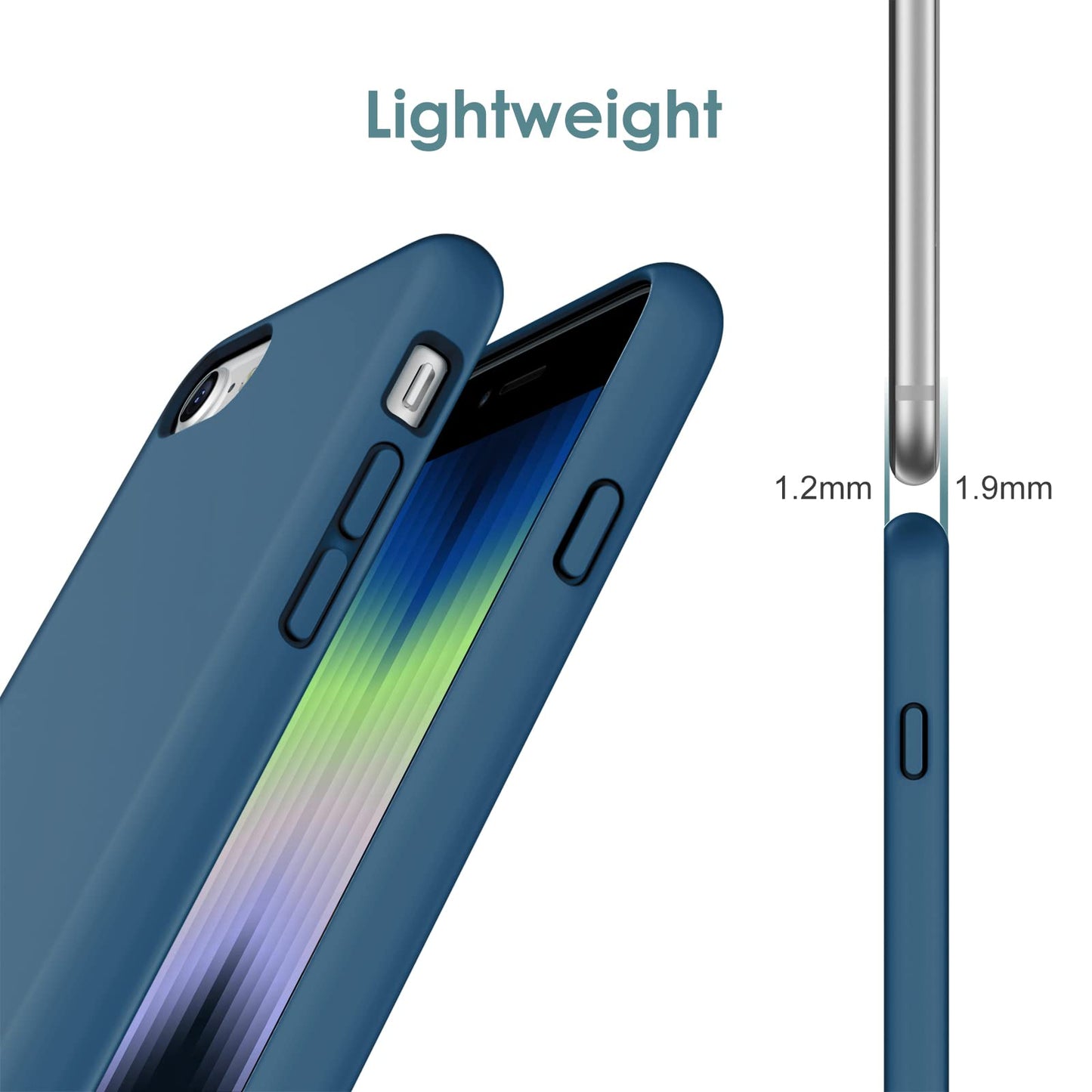Funda de Silicona para iPhone SE 2022/2020 4,7 Pulgadas, Carcasa Protectora con Tacto Suave y Sedoso, Cubierta a Prueba de Golpes con Forro de Microfibra (Negro)
