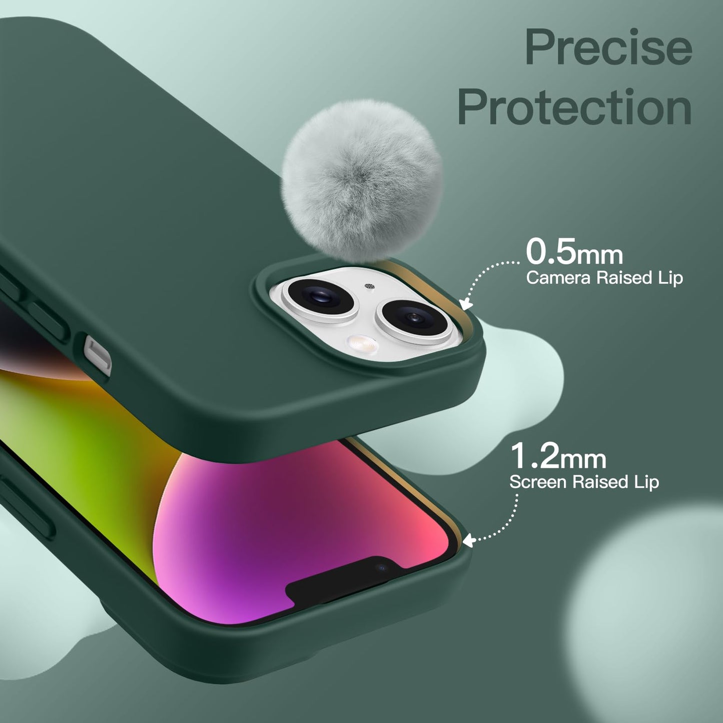 Funda Silicona para iPhone 14 6,1 Pulgadas, Protectora de Cuerpo Completo con Tacto Suave y Sedoso, Antigolpes Carcasa con Forro de Microfibra (Negro)