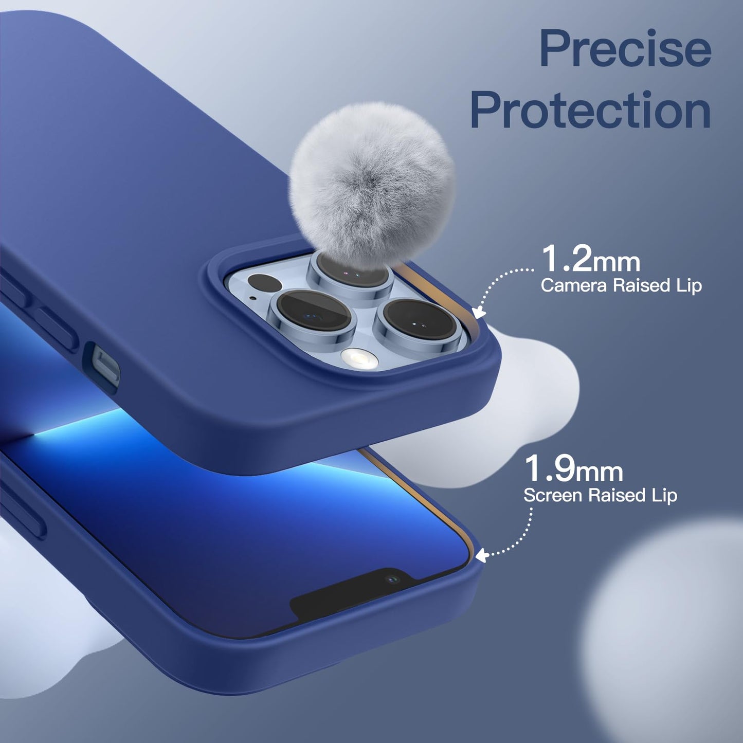 Funda Silicona para iPhone 13 Pro 6,1 Pulgadas, Protectora de Cuerpo Completo con Tacto Suave y Sedoso, Antigolpes Carcasa con Forro de Microfibra (Negro)