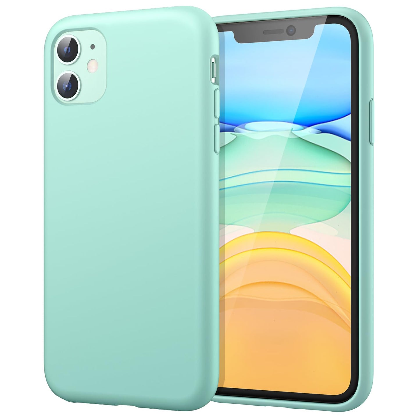 Funda de Silicona para iPhone 11 6.1 Pulgadas, Sedoso-Tacto Suave, Carcasa de Cubierta a Prueba de Golpes con Forro de Microfibra (Azul Claro)