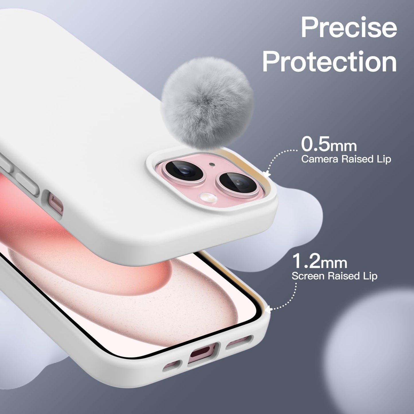 Funda Silicona para iPhone 15 Plus 6.7 Pulgadas, Protectora de Cuerpo Completo con Tacto Suave y Sedoso, Antigolpes Carcasa (Negro)