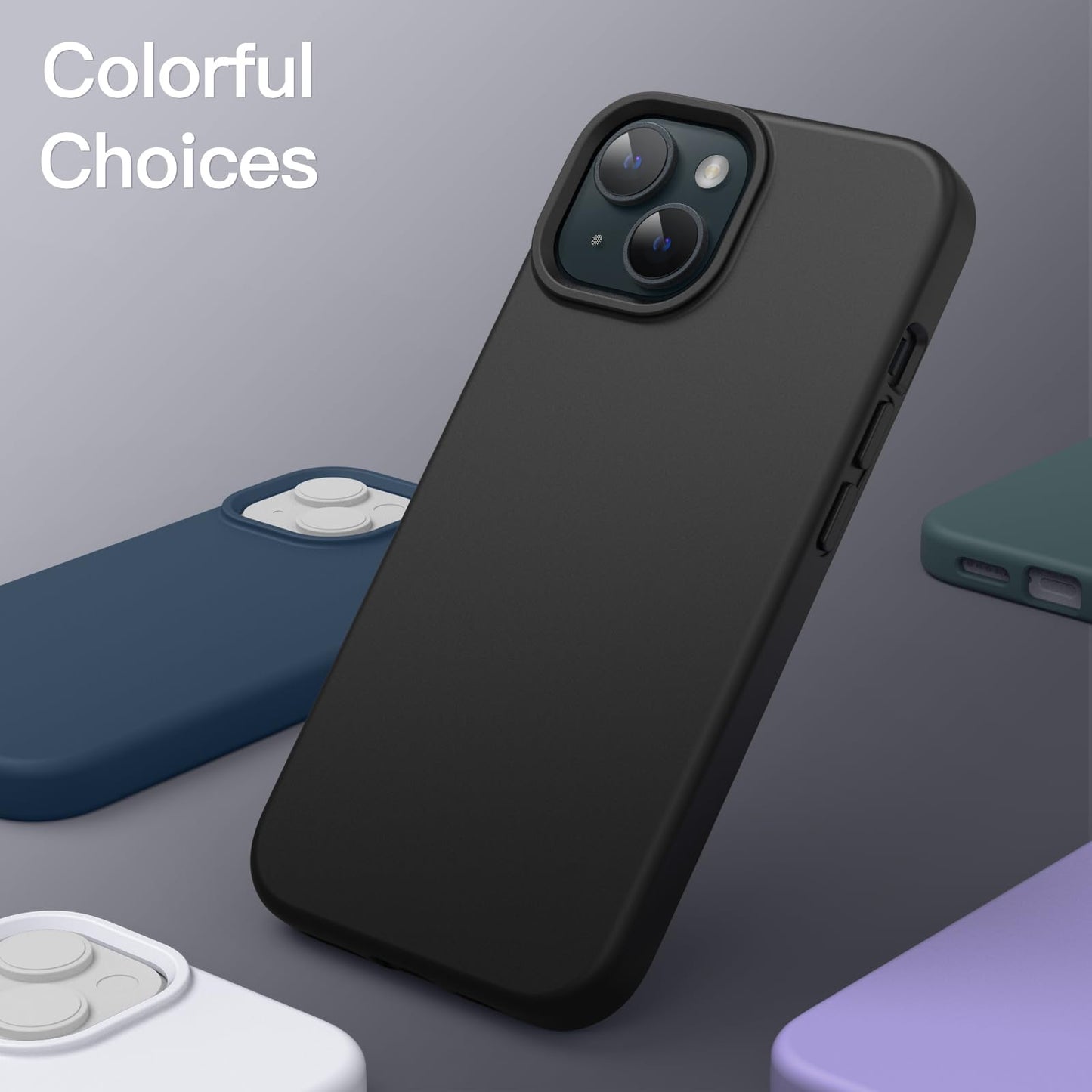 Funda Silicona para iPhone 15 Plus 6.7 Pulgadas, Protectora de Cuerpo Completo con Tacto Suave y Sedoso, Antigolpes Carcasa (Negro)