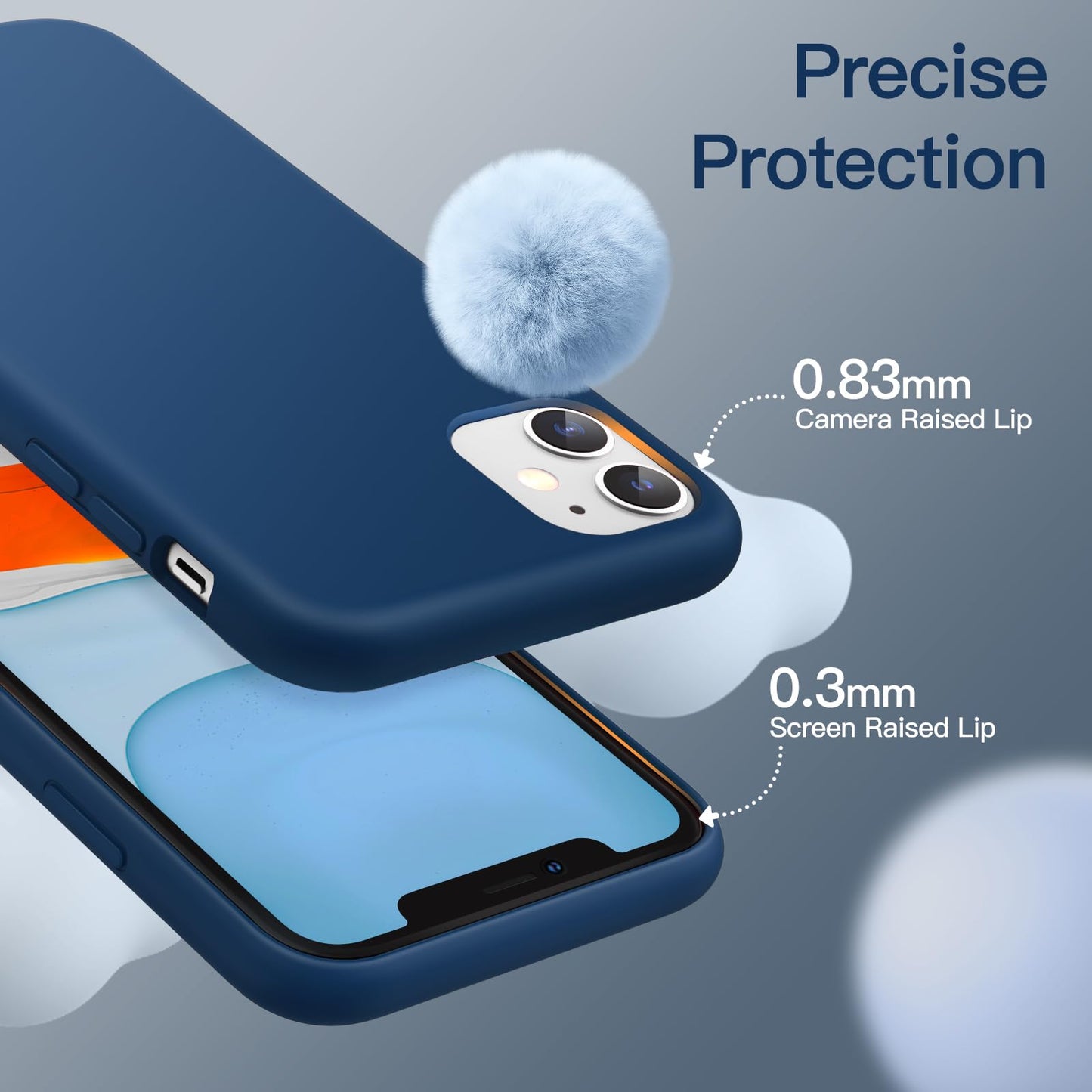 Funda de Silicona para iPhone 11 6.1 Pulgadas, Sedoso-Tacto Suave, Carcasa de Cubierta a Prueba de Golpes con Forro de Microfibra (Azul Claro)