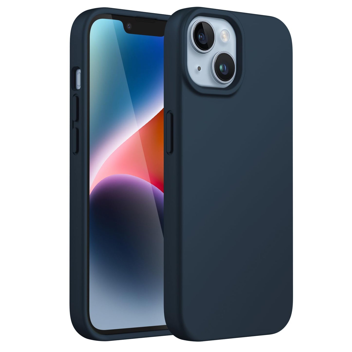 Funda Silicona para iPhone 14 6,1 Pulgadas, Protectora de Cuerpo Completo con Tacto Suave y Sedoso, Antigolpes Carcasa con Forro de Microfibra (Negro)