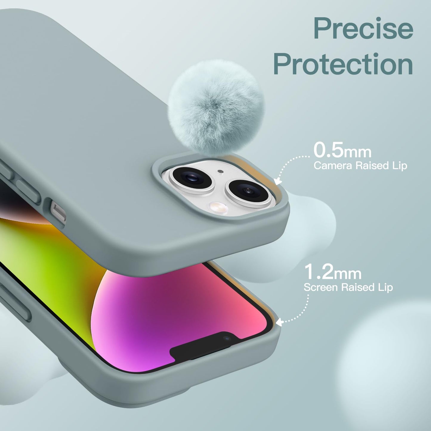 Funda Silicona para iPhone 14 6,1 Pulgadas, Protectora de Cuerpo Completo con Tacto Suave y Sedoso, Antigolpes Carcasa con Forro de Microfibra (Negro)