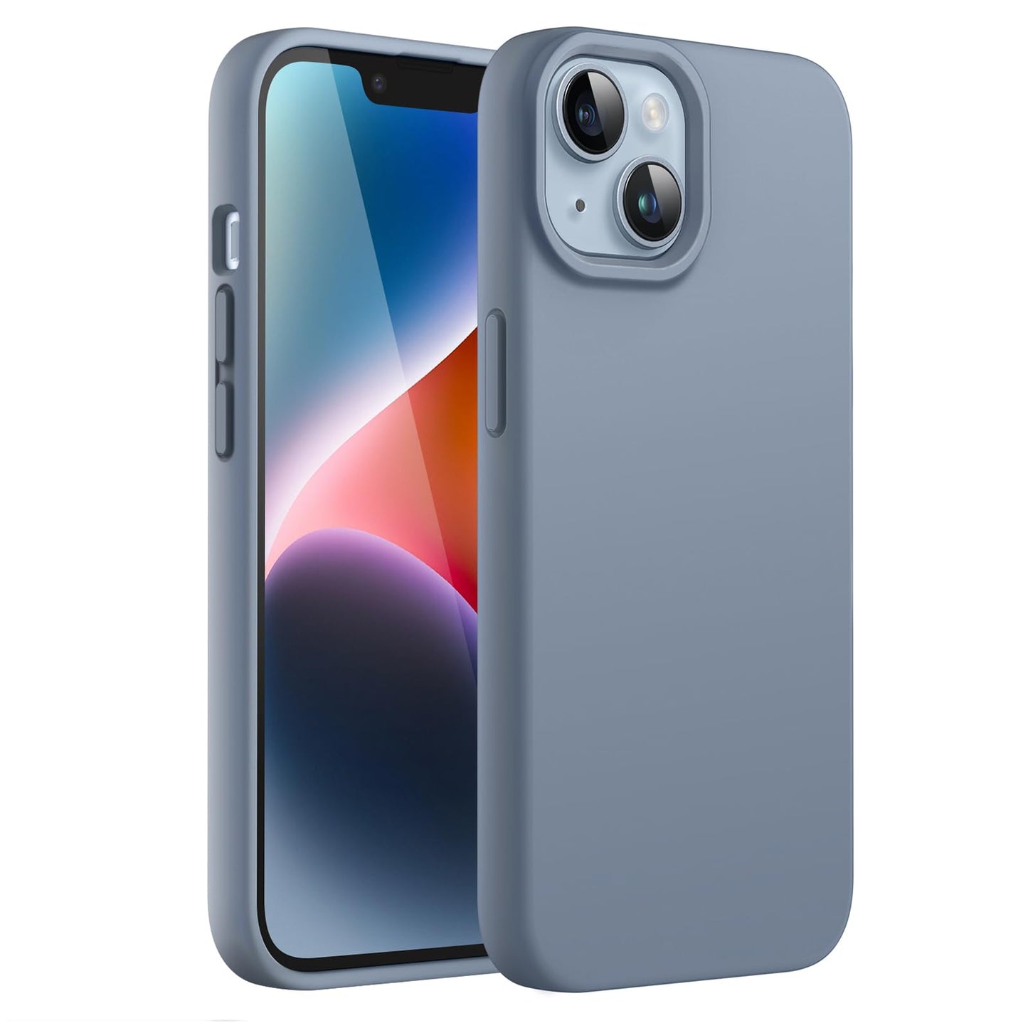 Funda Silicona para iPhone 14 6,1 Pulgadas, Protectora de Cuerpo Completo con Tacto Suave y Sedoso, Antigolpes Carcasa con Forro de Microfibra (Negro)