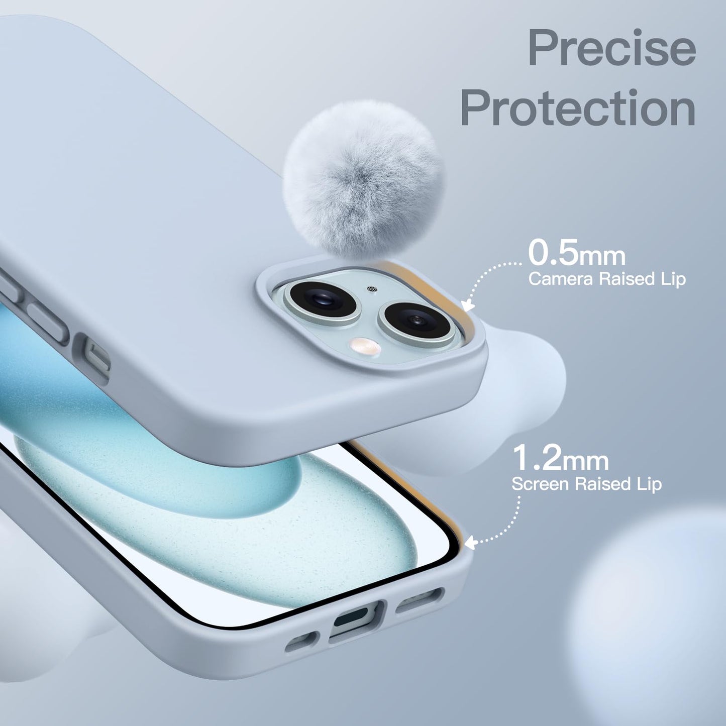 Funda Silicona para iPhone 15 Plus 6.7 Pulgadas, Protectora de Cuerpo Completo con Tacto Suave y Sedoso, Antigolpes Carcasa (Negro)