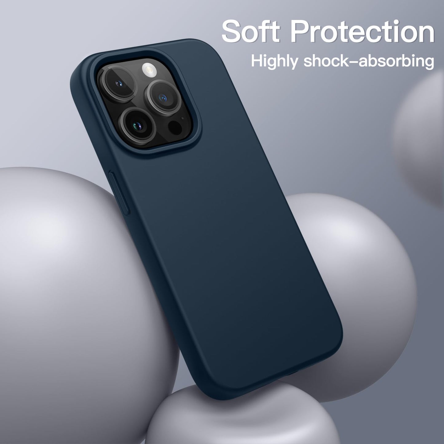 Funda Silicona para iPhone 14 Pro 6.1 Pulgadas, Protectora de Cuerpo Completo con Tacto Suave y Sedoso, Antigolpes Carcasa con Forro de Microfibra (Negro)