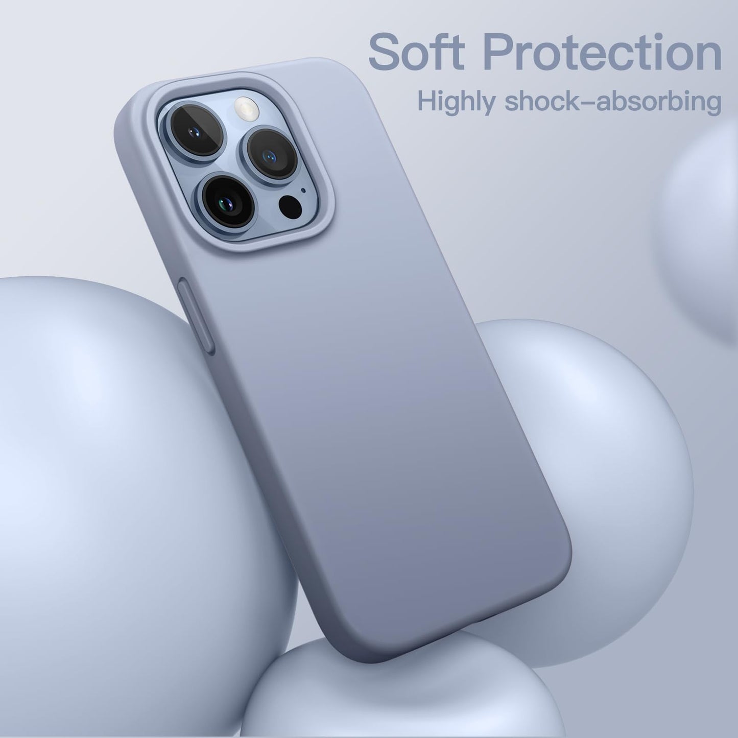 Funda Silicona para iPhone 13 Pro 6,1 Pulgadas, Protectora de Cuerpo Completo con Tacto Suave y Sedoso, Antigolpes Carcasa con Forro de Microfibra (Negro)