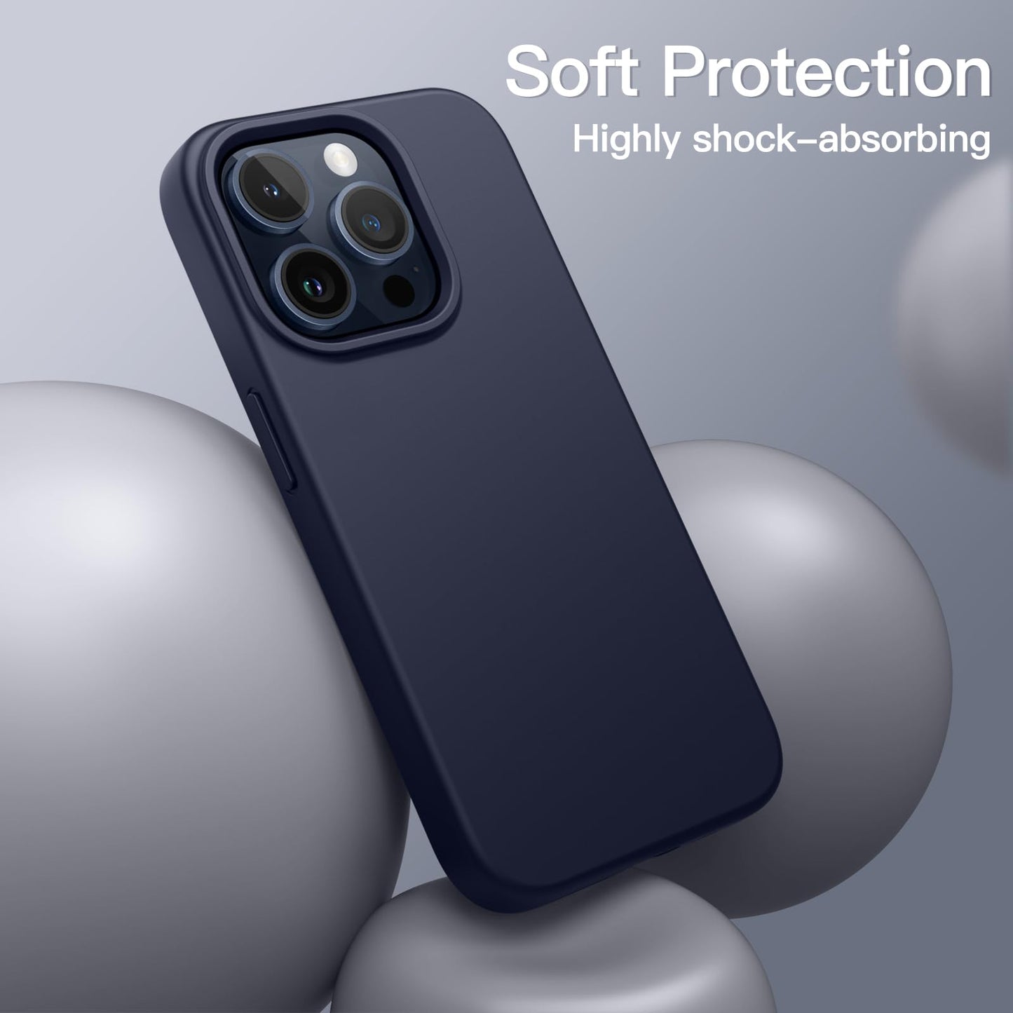 Funda Silicona para iPhone 15 Pro MAX 6.7 Pulgadas, Protectora de Cuerpo Completo con Tacto Suave y Sedoso, Antigolpes Carcasa (Negro)