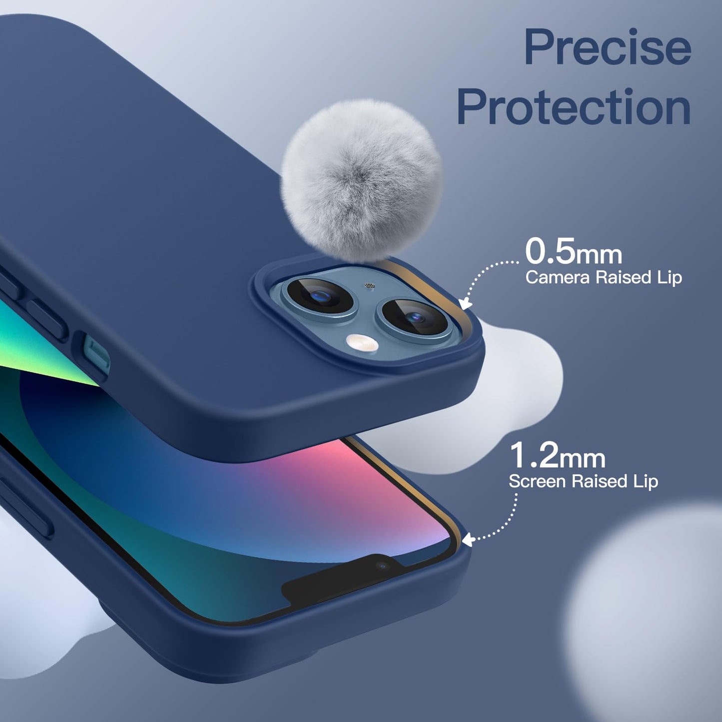 Funda Silicona para iPhone 13 6,1 Pulgadas, Protectora de Cuerpo Completo con Tacto Suave y Sedoso, Antigolpes Carcasa con Forro de Microfibra (Negro)