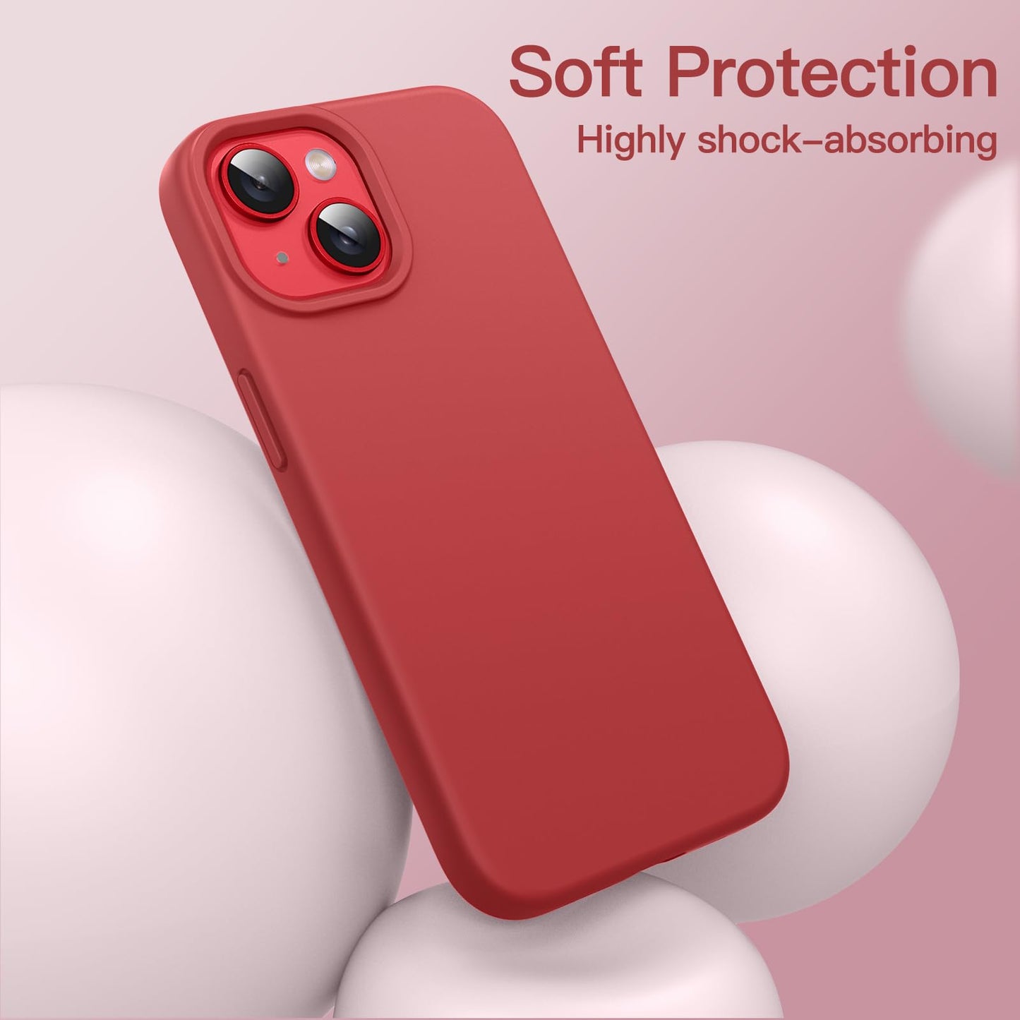 Funda Silicona para iPhone 14 6,1 Pulgadas, Protectora de Cuerpo Completo con Tacto Suave y Sedoso, Antigolpes Carcasa con Forro de Microfibra (Negro)