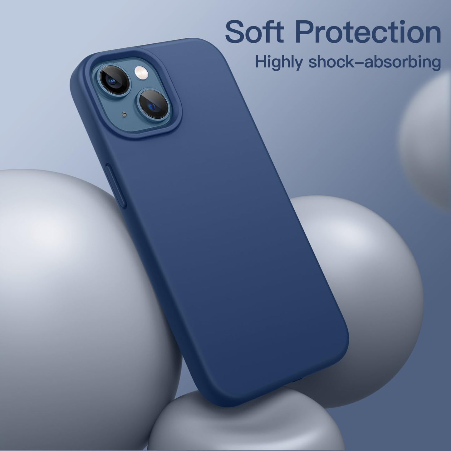 Funda Silicona para iPhone 13 6,1 Pulgadas, Protectora de Cuerpo Completo con Tacto Suave y Sedoso, Antigolpes Carcasa con Forro de Microfibra (Negro)