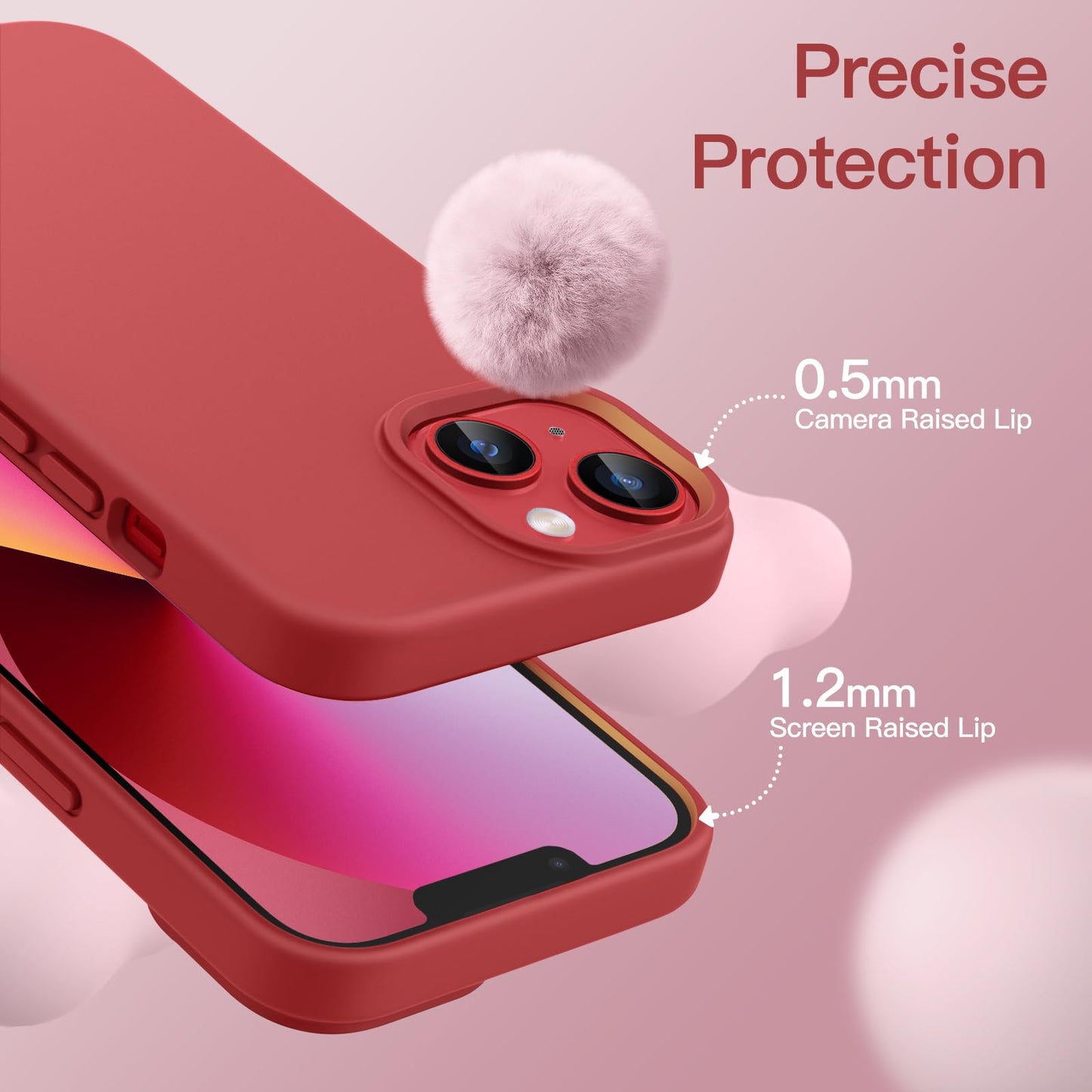 Funda Silicona para iPhone 13 6,1 Pulgadas, Protectora de Cuerpo Completo con Tacto Suave y Sedoso, Antigolpes Carcasa con Forro de Microfibra (Negro)