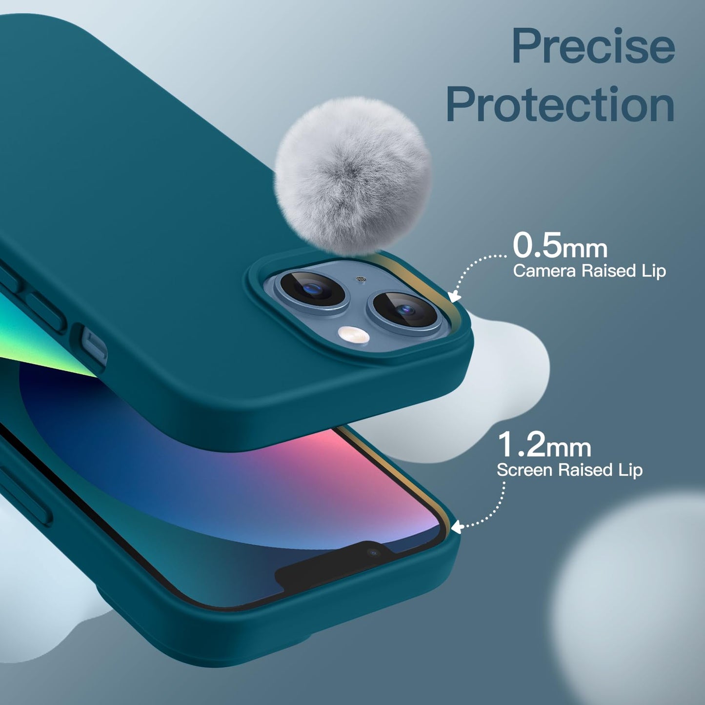 Funda Silicona para iPhone 13 6,1 Pulgadas, Protectora de Cuerpo Completo con Tacto Suave y Sedoso, Antigolpes Carcasa con Forro de Microfibra (Negro)