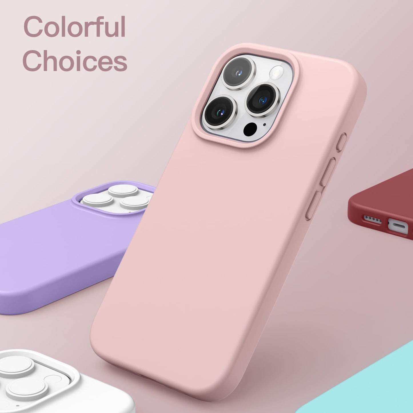 Funda Silicona para iPhone 15 Pro MAX 6.7 Pulgadas, Protectora de Cuerpo Completo con Tacto Suave y Sedoso, Antigolpes Carcasa (Negro)