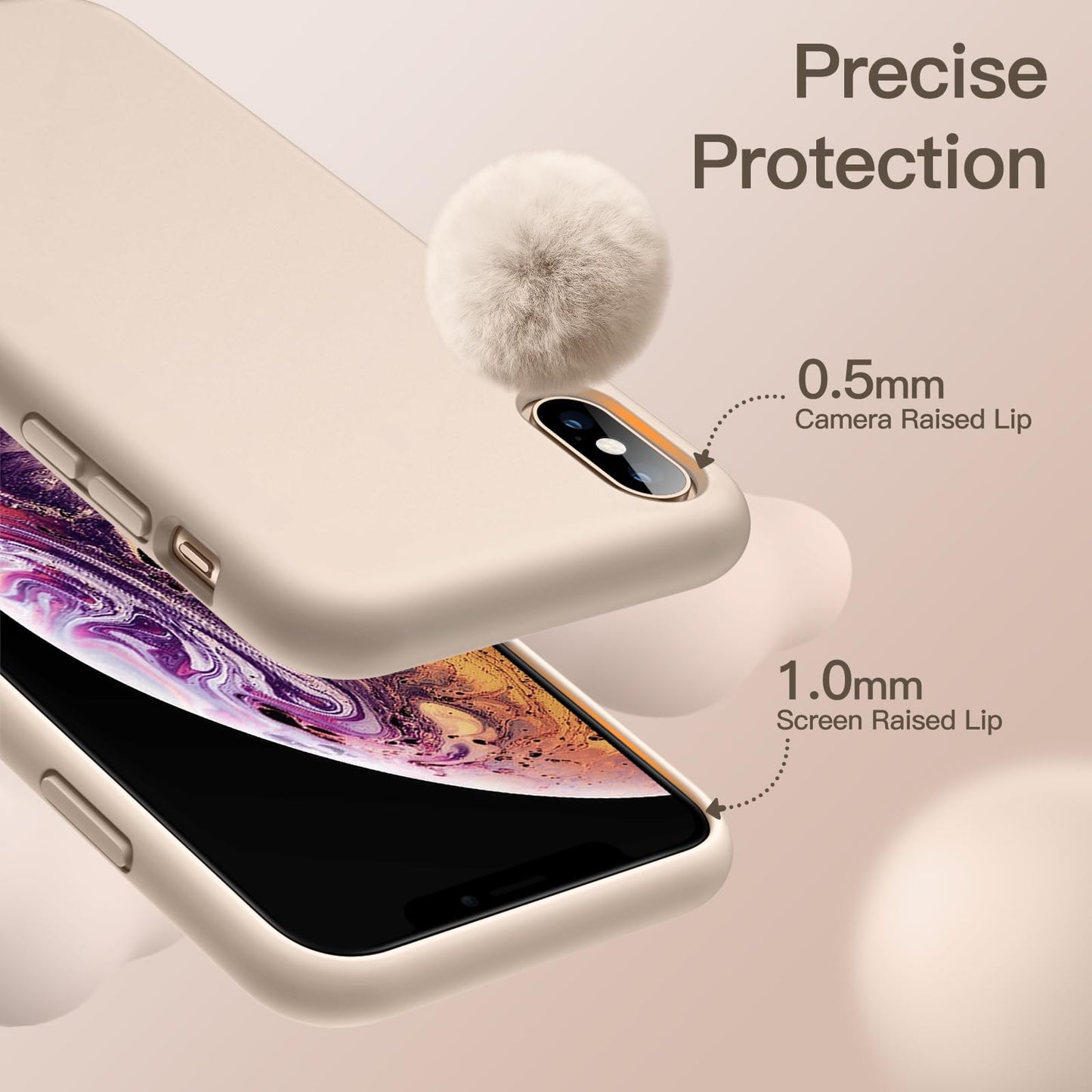 Funda de Silicona para iPhone X, iPhone XS, 5,8", Sedoso-Tacto Suave, Cubierta a Prueba de Golpes con Forro de Microfibra (Negro)