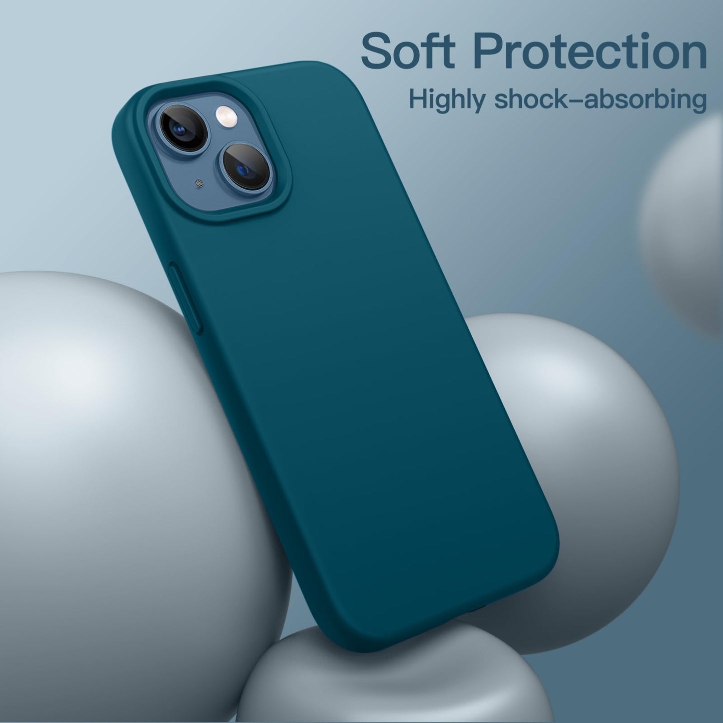 Funda Silicona para iPhone 13 6,1 Pulgadas, Protectora de Cuerpo Completo con Tacto Suave y Sedoso, Antigolpes Carcasa con Forro de Microfibra (Negro)