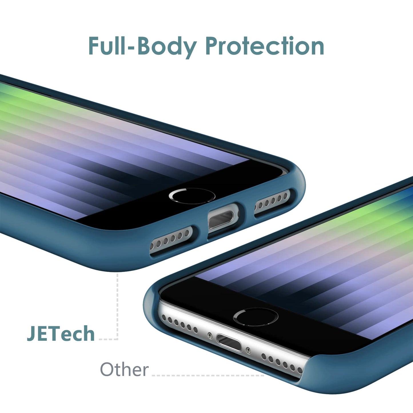 Funda de Silicona para iPhone SE 2022/2020 4,7 Pulgadas, Carcasa Protectora con Tacto Suave y Sedoso, Cubierta a Prueba de Golpes con Forro de Microfibra (Negro)