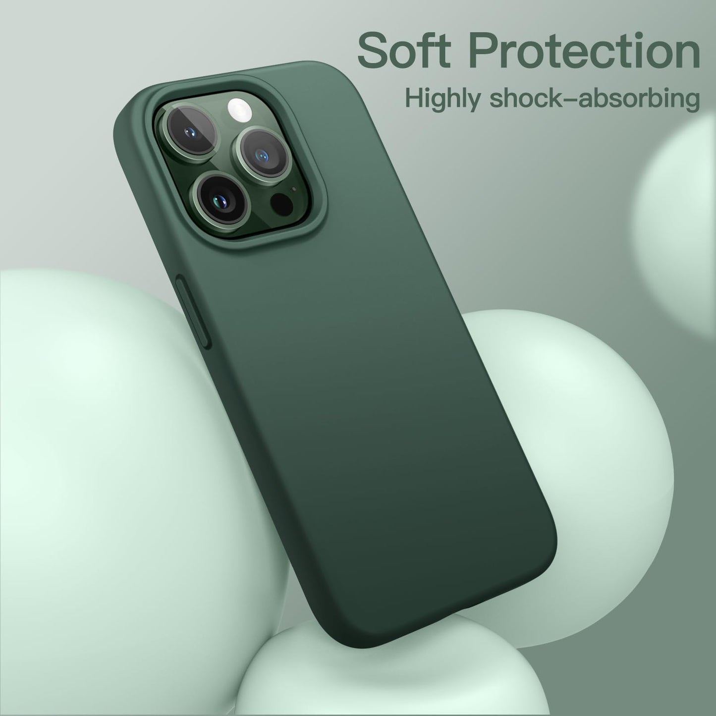 Funda Silicona para iPhone 13 Pro 6,1 Pulgadas, Protectora de Cuerpo Completo con Tacto Suave y Sedoso, Antigolpes Carcasa con Forro de Microfibra (Negro)