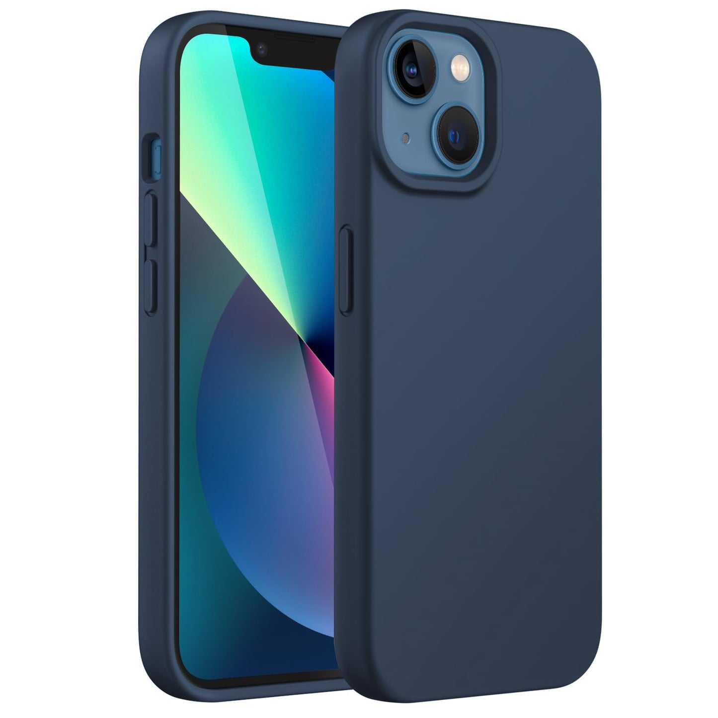 Funda Silicona para iPhone 13 6,1 Pulgadas, Protectora de Cuerpo Completo con Tacto Suave y Sedoso, Antigolpes Carcasa con Forro de Microfibra (Negro)