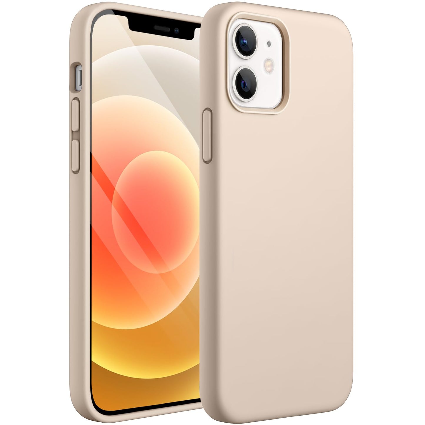 Funda Silicona para iPhone 12/12 Pro 6.1 Pulgadas, Protectora de Cuerpo Completo con Tacto Suave y Sedoso, Antigolpes Carcasa con Forro de Microfibra (Negro)