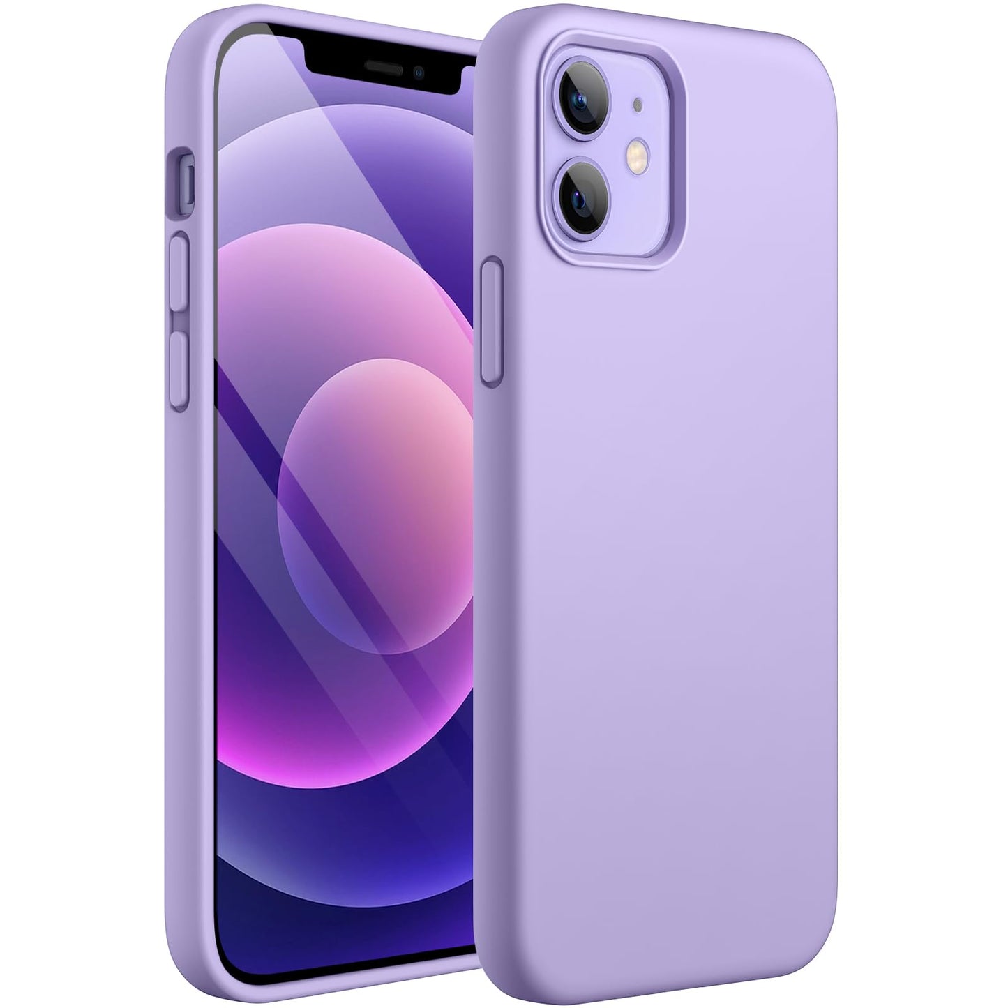 Funda Silicona para iPhone 12/12 Pro 6.1 Pulgadas, Protectora de Cuerpo Completo con Tacto Suave y Sedoso, Antigolpes Carcasa con Forro de Microfibra (Negro)