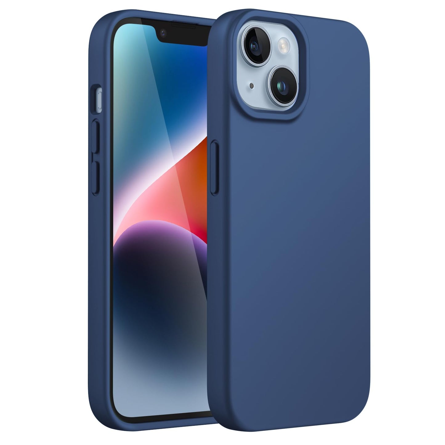 Funda Silicona para iPhone 14 6,1 Pulgadas, Protectora de Cuerpo Completo con Tacto Suave y Sedoso, Antigolpes Carcasa con Forro de Microfibra (Negro)