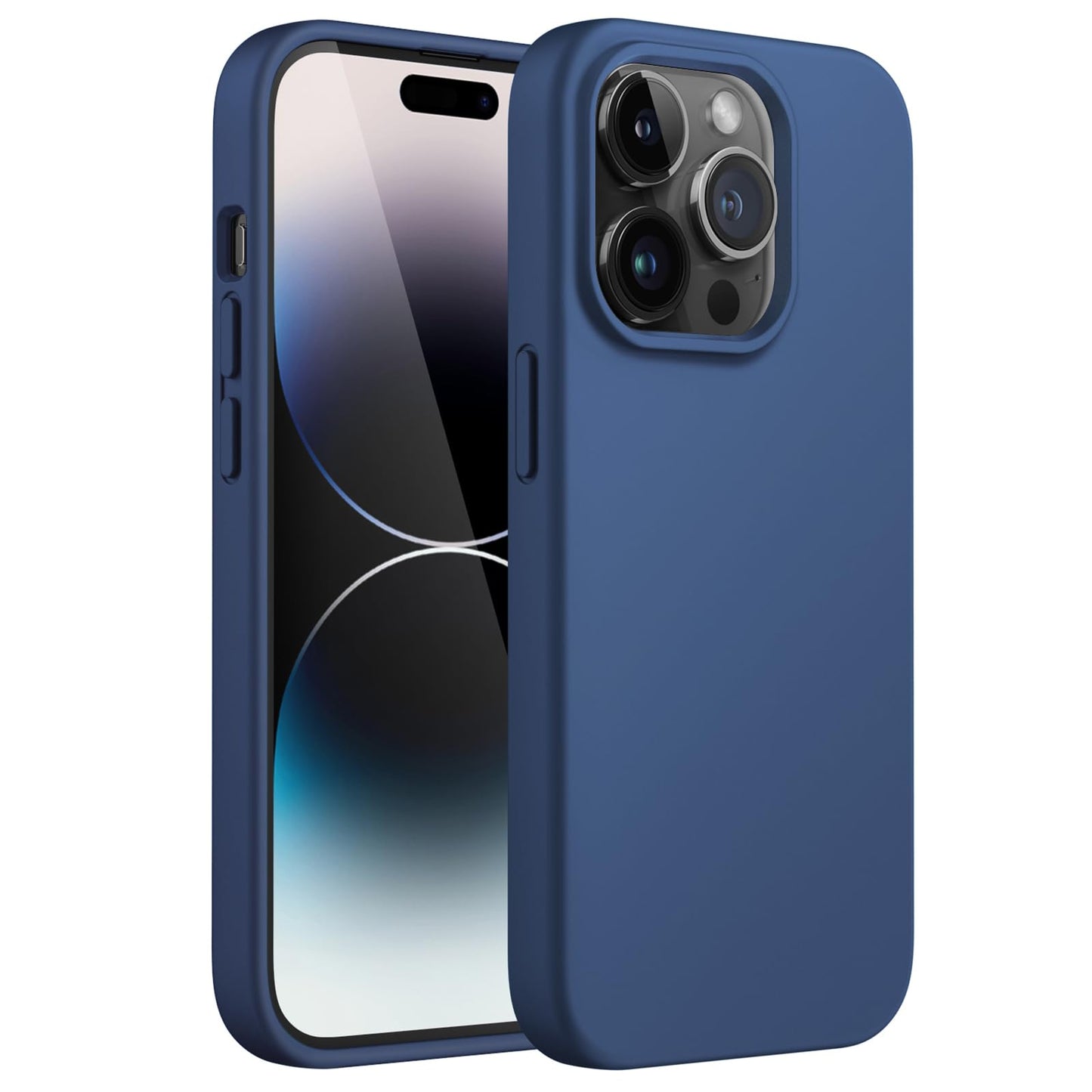 Funda Silicona para iPhone 14 Pro MAX 6.7 Pulgadas, Protectora de Cuerpo Completo con Tacto Suave y Sedoso, Antigolpes Carcasa con Forro de Microfibra (Negro)