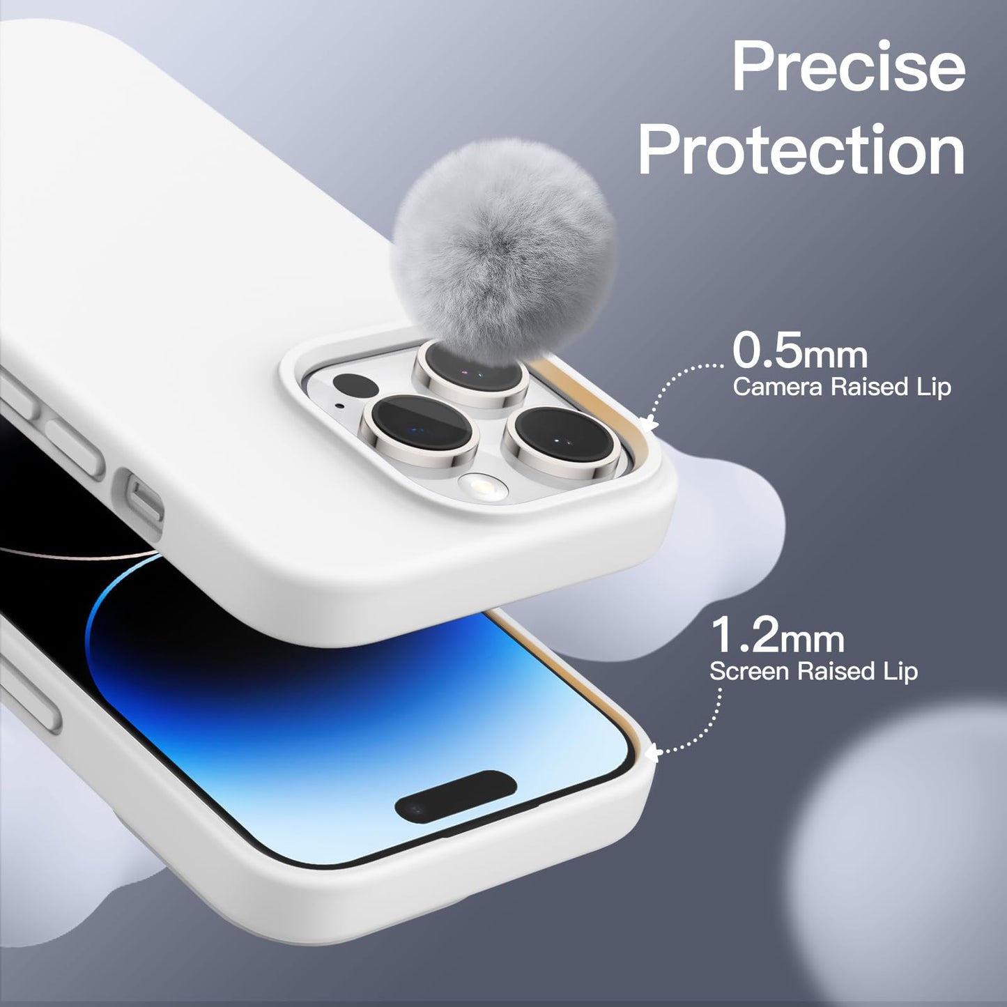 Funda Silicona para iPhone 14 Pro 6.1 Pulgadas, Protectora de Cuerpo Completo con Tacto Suave y Sedoso, Antigolpes Carcasa con Forro de Microfibra (Negro)