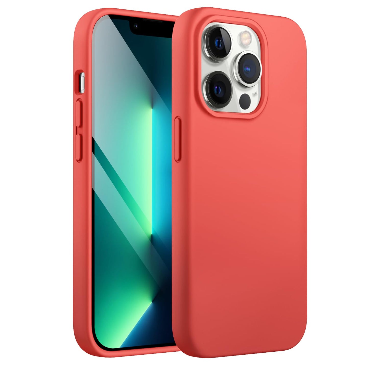 Funda Silicona para iPhone 13 Pro 6,1 Pulgadas, Protectora de Cuerpo Completo con Tacto Suave y Sedoso, Antigolpes Carcasa con Forro de Microfibra (Negro)