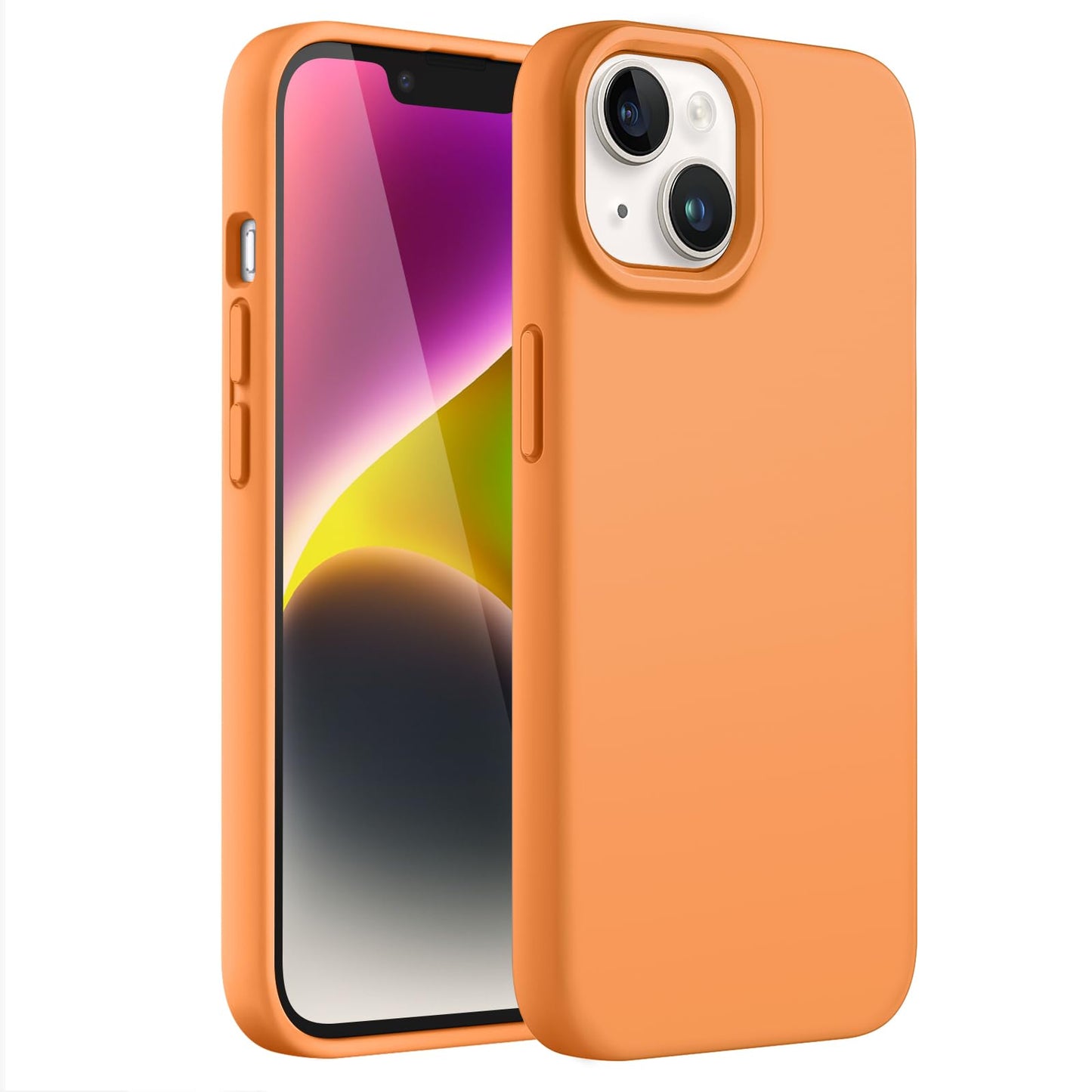 Funda Silicona para iPhone 14 6,1 Pulgadas, Protectora de Cuerpo Completo con Tacto Suave y Sedoso, Antigolpes Carcasa con Forro de Microfibra (Negro)
