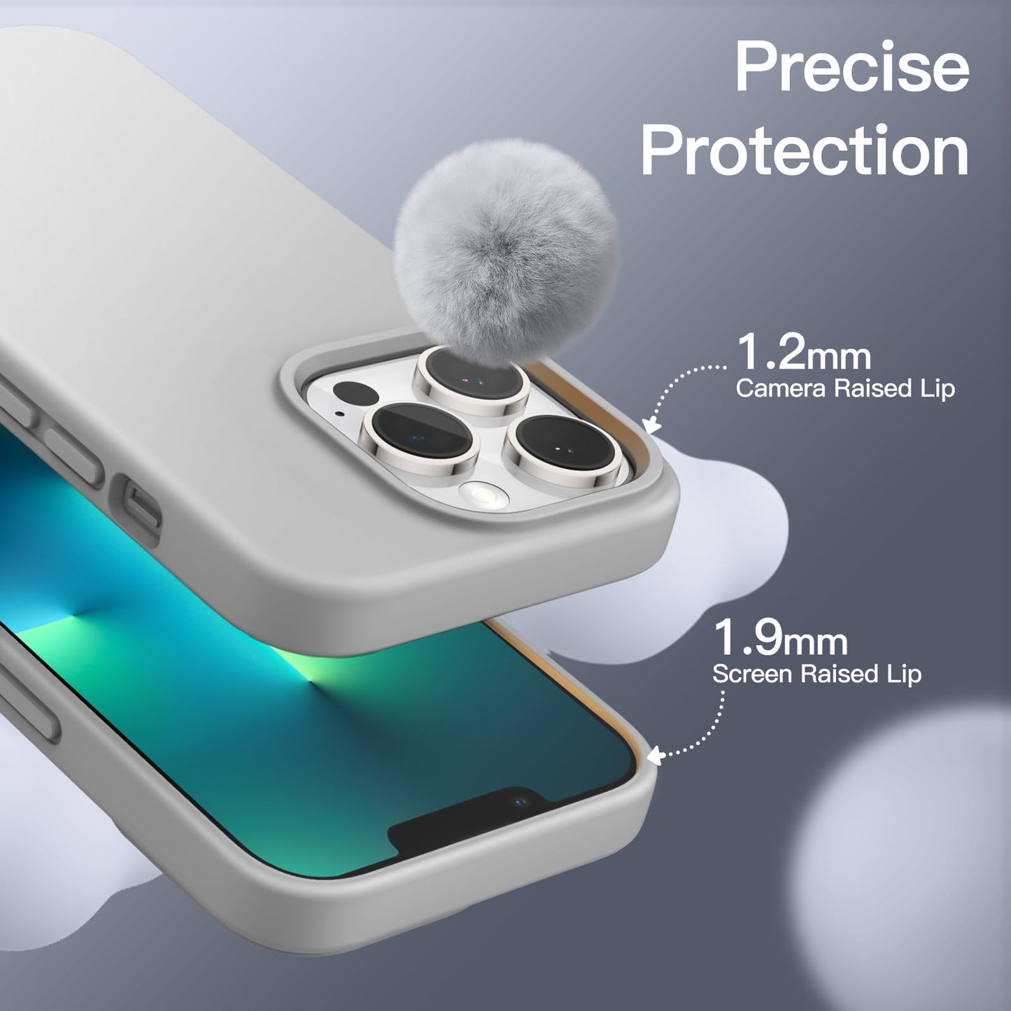 Funda Silicona para iPhone 13 Pro 6,1 Pulgadas, Protectora de Cuerpo Completo con Tacto Suave y Sedoso, Antigolpes Carcasa con Forro de Microfibra (Negro)