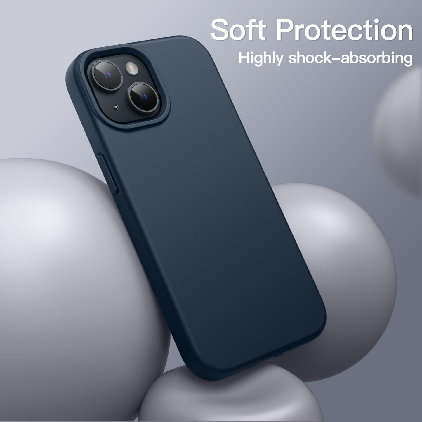 Funda Silicona para iPhone 15 Plus 6.7 Pulgadas, Protectora de Cuerpo Completo con Tacto Suave y Sedoso, Antigolpes Carcasa (Negro)
