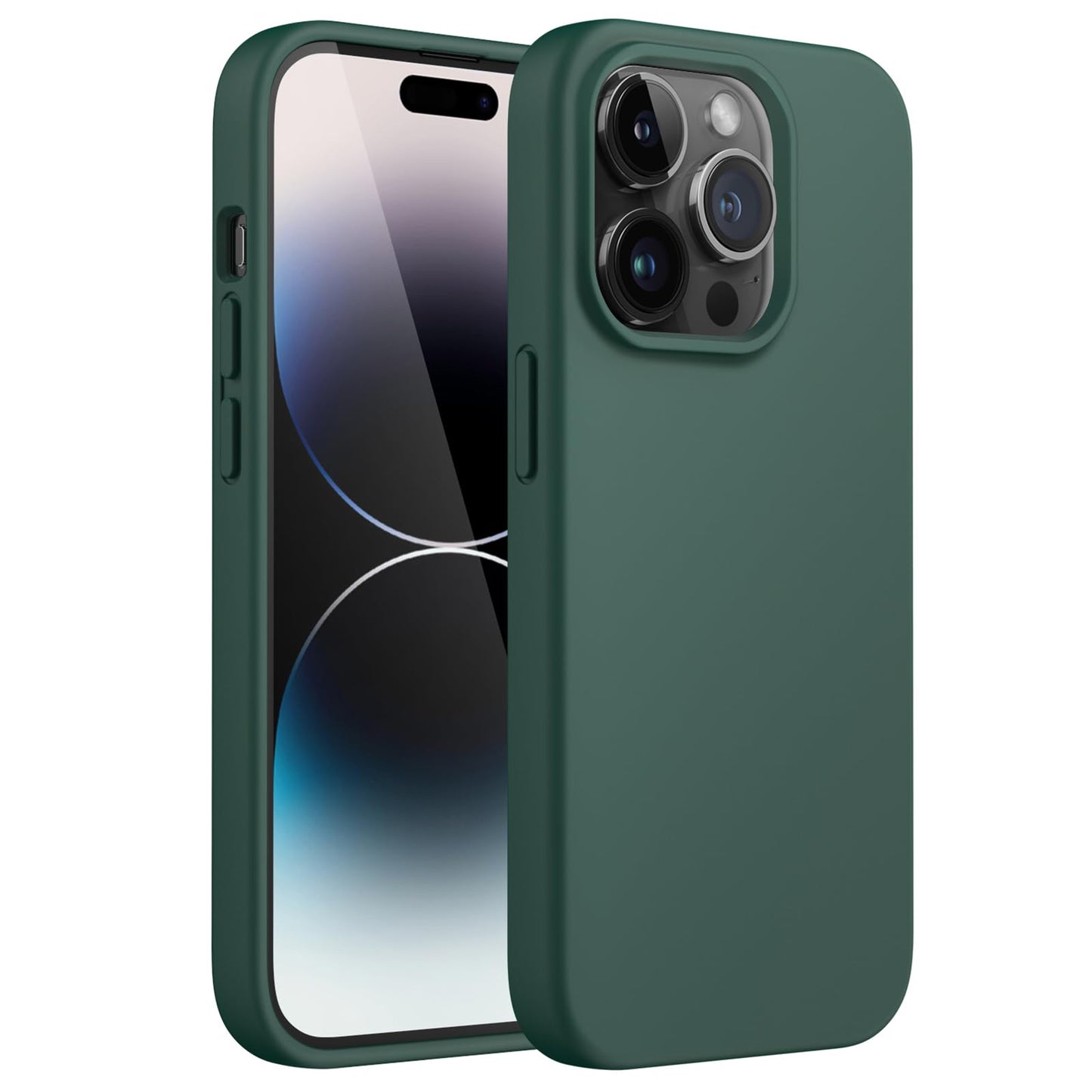 Funda Silicona para iPhone 14 Pro MAX 6.7 Pulgadas, Protectora de Cuerpo Completo con Tacto Suave y Sedoso, Antigolpes Carcasa con Forro de Microfibra (Negro)