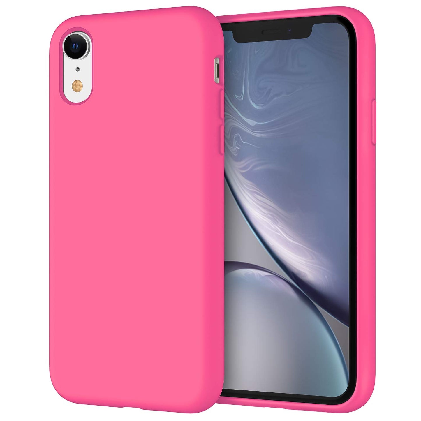 Funda de Silicona para iPhone XR, 6,1", Sedoso-Tacto Suave, Cubierta a Prueba de Golpes con Forro de Microfibra (Negro)