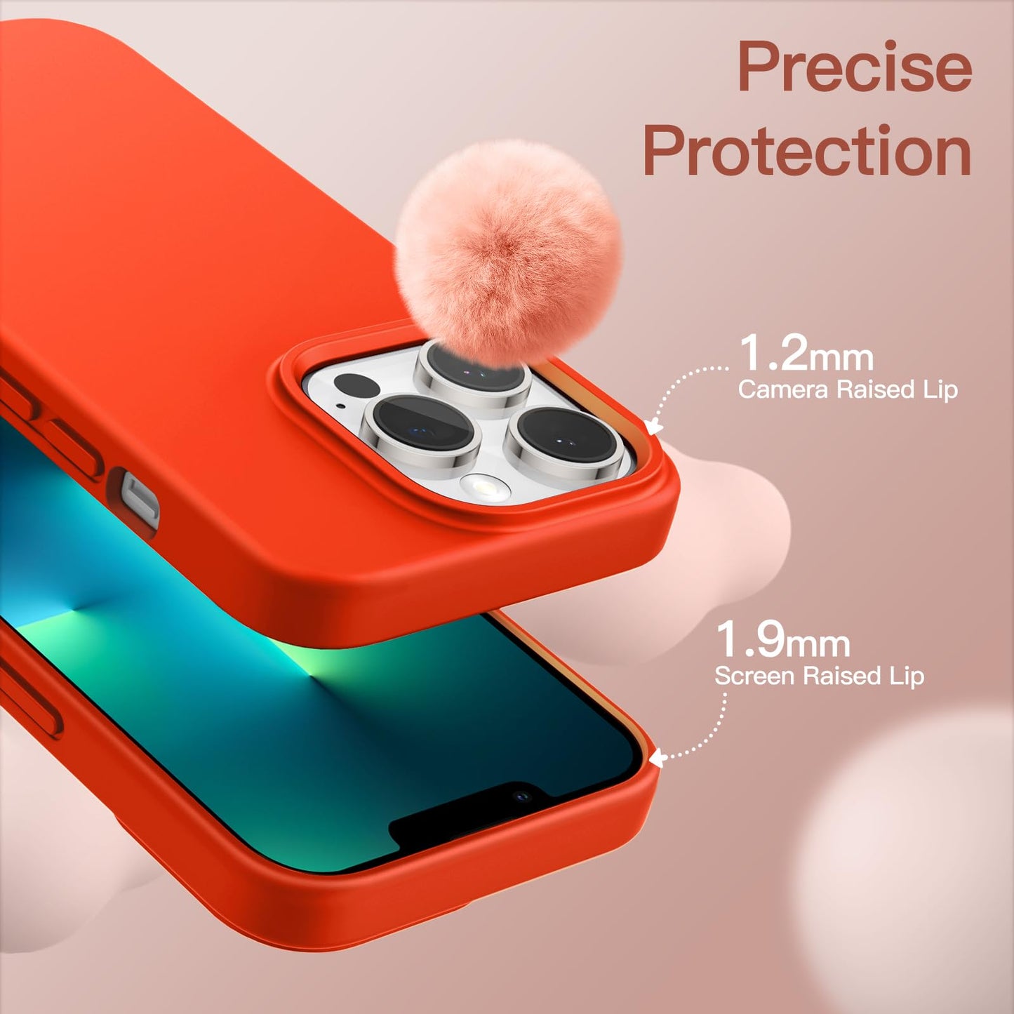 Funda Silicona para iPhone 13 Pro 6,1 Pulgadas, Protectora de Cuerpo Completo con Tacto Suave y Sedoso, Antigolpes Carcasa con Forro de Microfibra (Negro)