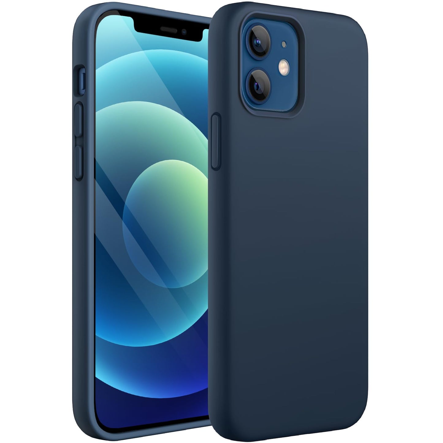 Funda Silicona para iPhone 12/12 Pro 6.1 Pulgadas, Protectora de Cuerpo Completo con Tacto Suave y Sedoso, Antigolpes Carcasa con Forro de Microfibra (Negro)