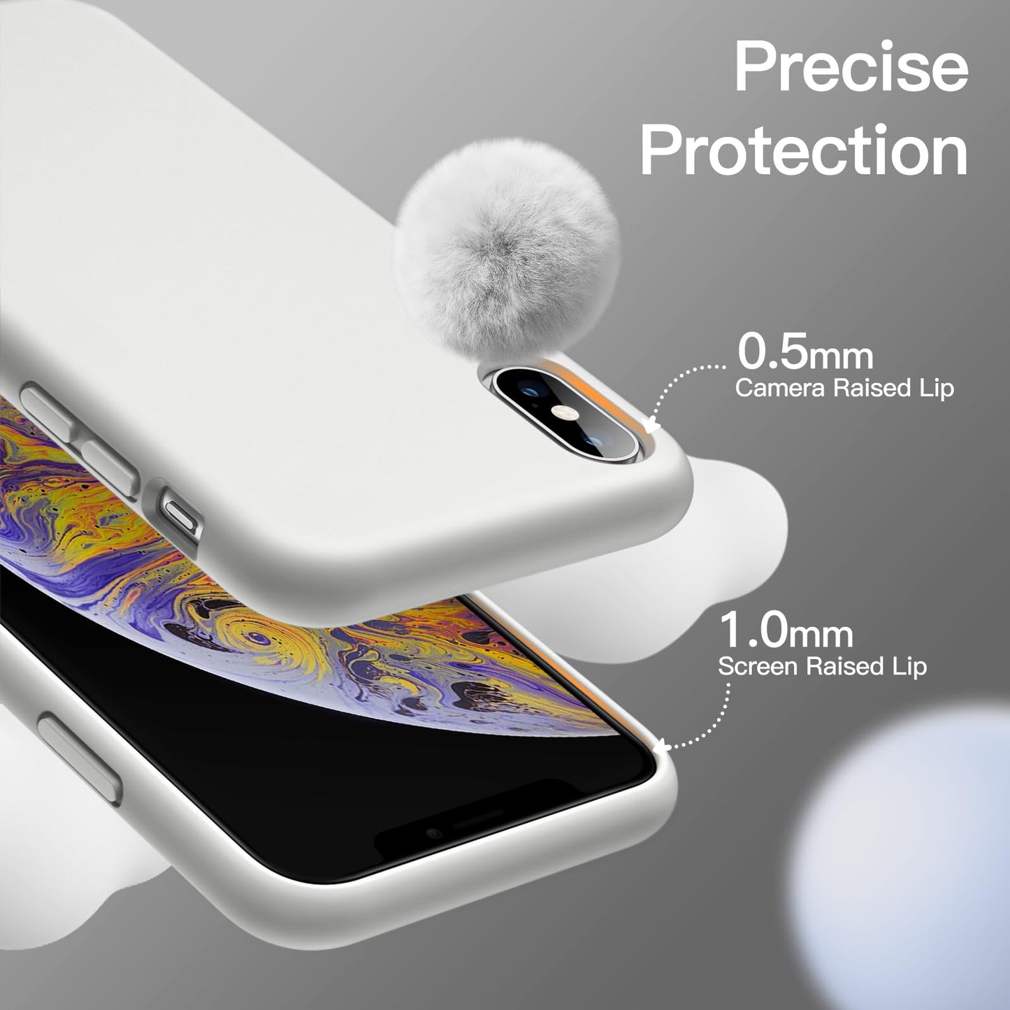 Funda de Silicona para iPhone X, iPhone XS, 5,8", Sedoso-Tacto Suave, Cubierta a Prueba de Golpes con Forro de Microfibra (Negro)