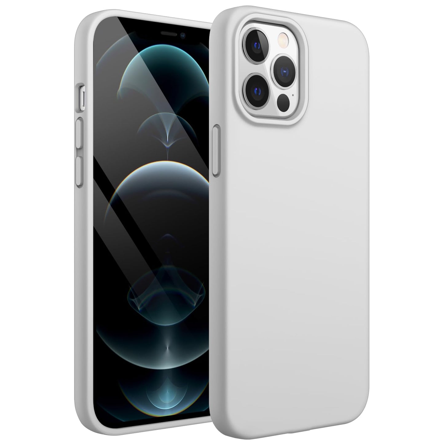 Funda Silicona para iPhone 12 Pro MAX 6.7 Pulgadas, Protectora de Cuerpo Completo con Tacto Suave y Sedoso, Antigolpes Carcasa con Forro de Microfibra (Negro)