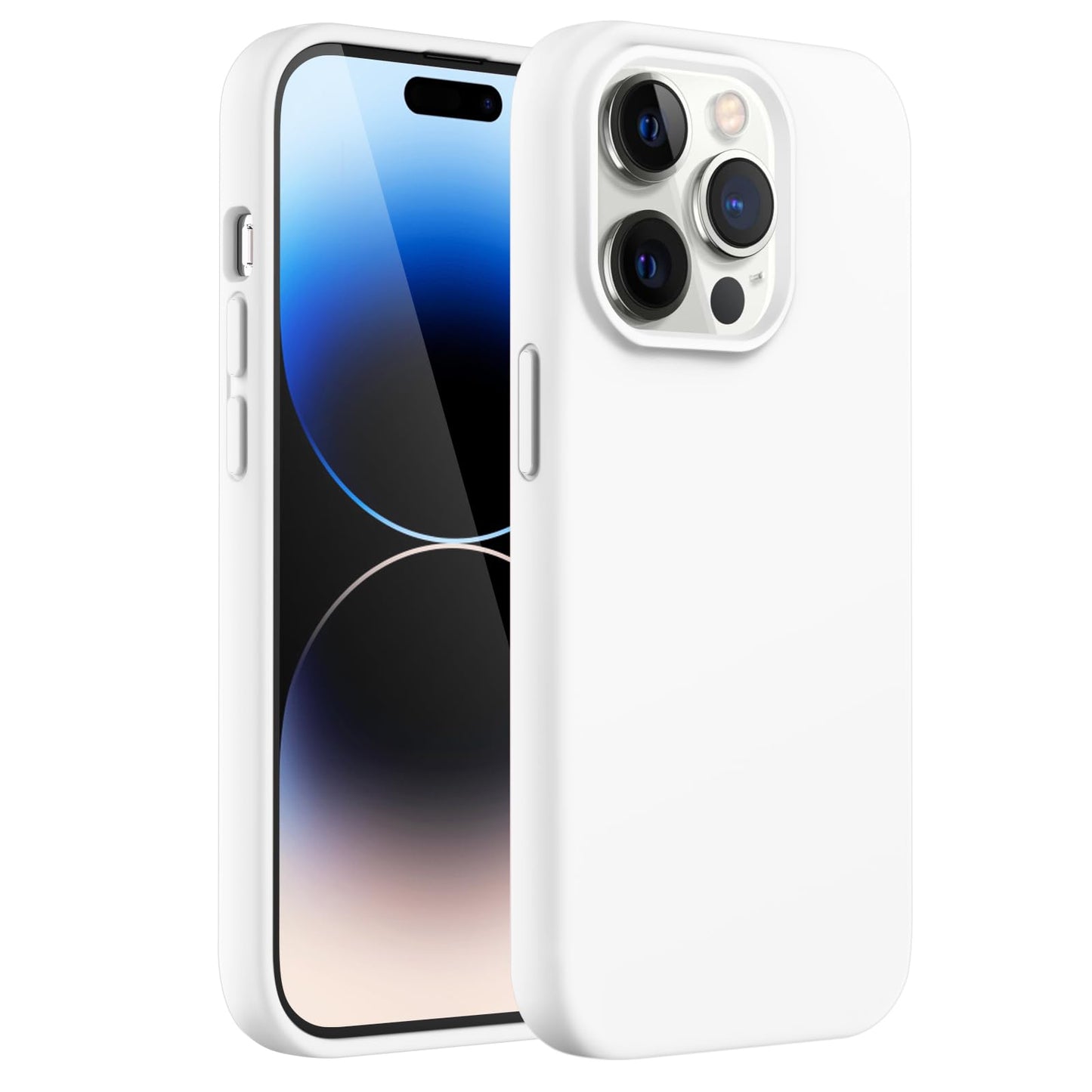 Funda Silicona para iPhone 14 Pro 6.1 Pulgadas, Protectora de Cuerpo Completo con Tacto Suave y Sedoso, Antigolpes Carcasa con Forro de Microfibra (Negro)