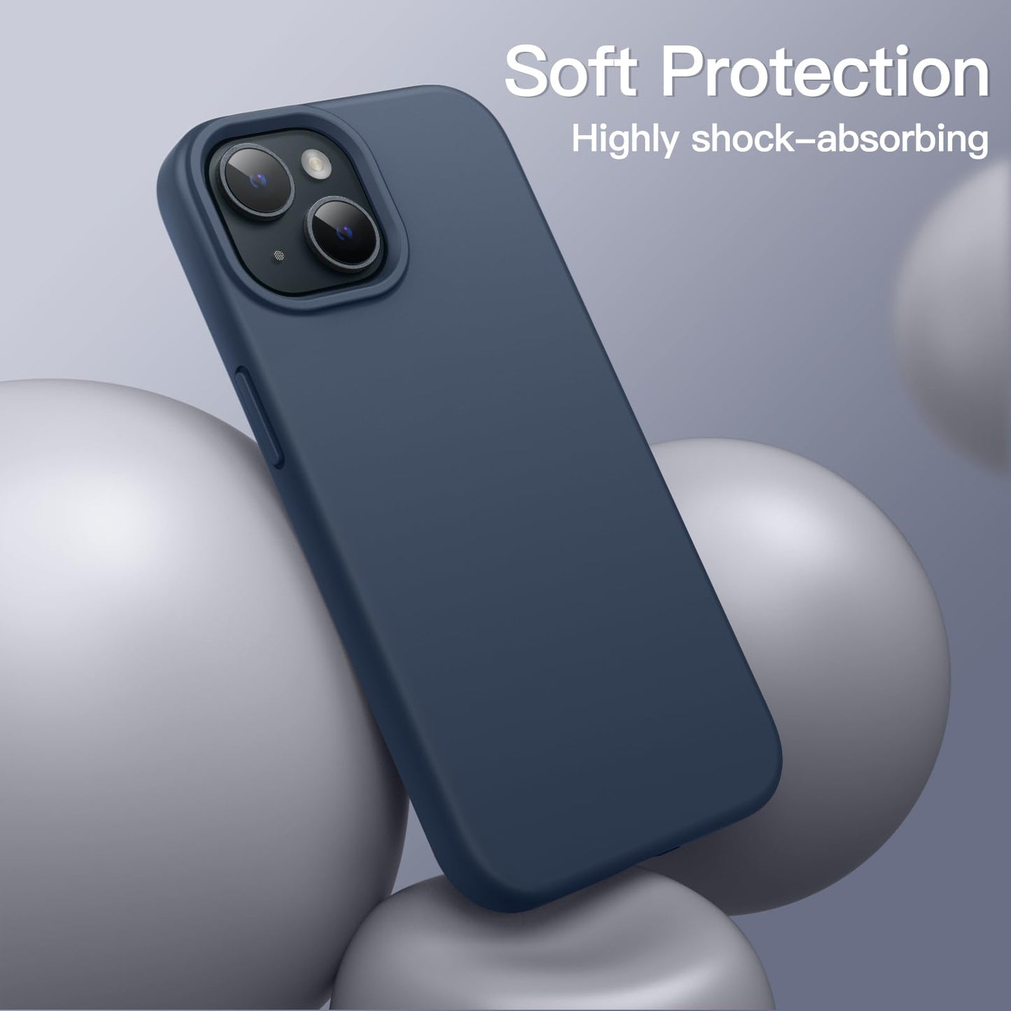 Funda Silicona para iPhone 15 6.1 Pulgadas, Protectora de Cuerpo Completo con Tacto Suave y Sedoso, Antigolpes Carcasa (Negro)