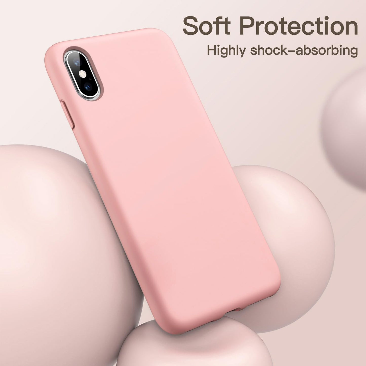 Funda de Silicona para iPhone X, iPhone XS, 5,8", Sedoso-Tacto Suave, Cubierta a Prueba de Golpes con Forro de Microfibra (Negro)
