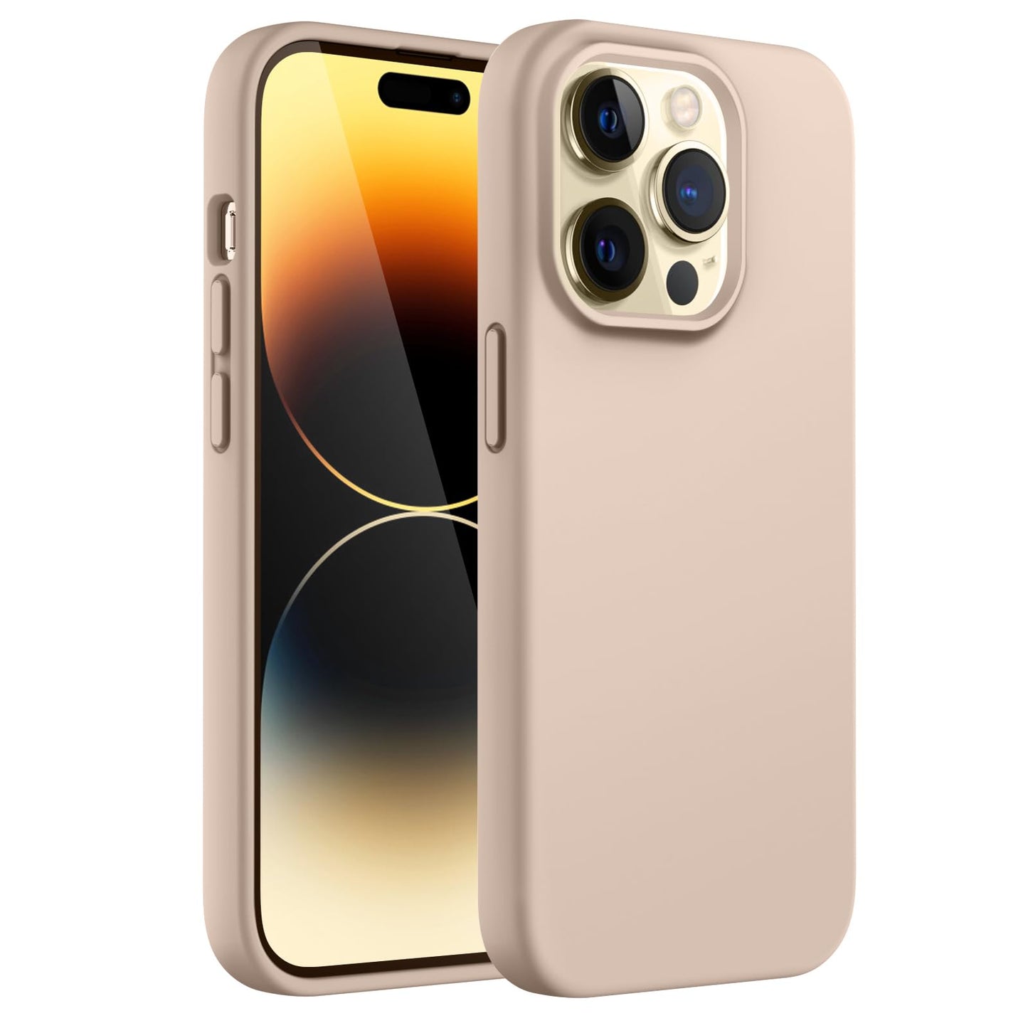 Funda Silicona para iPhone 14 Pro 6.1 Pulgadas, Protectora de Cuerpo Completo con Tacto Suave y Sedoso, Antigolpes Carcasa con Forro de Microfibra (Negro)