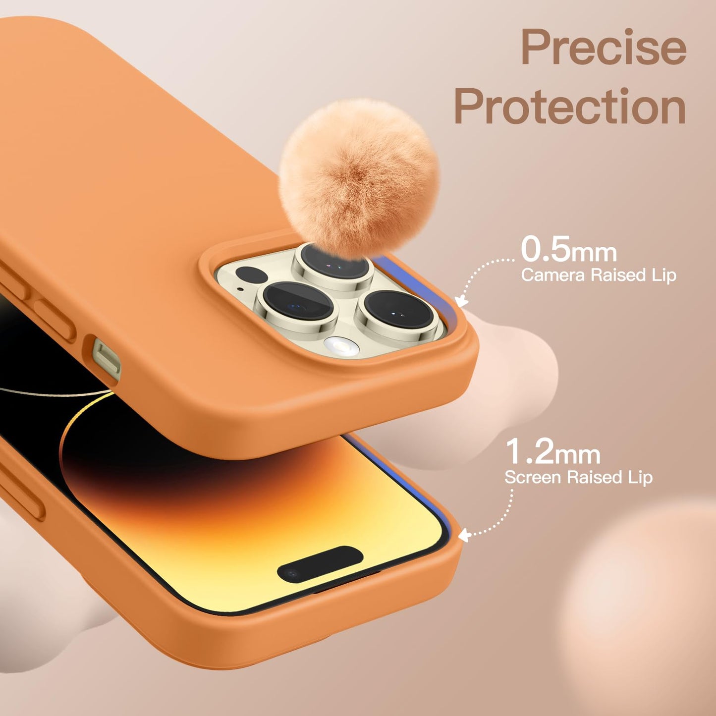 Funda Silicona para iPhone 14 Pro 6.1 Pulgadas, Protectora de Cuerpo Completo con Tacto Suave y Sedoso, Antigolpes Carcasa con Forro de Microfibra (Negro)